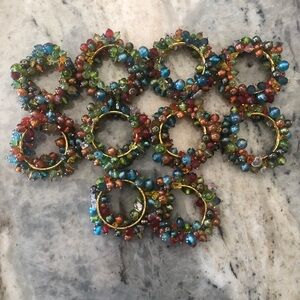 10 Multi colored beaded napkin rings